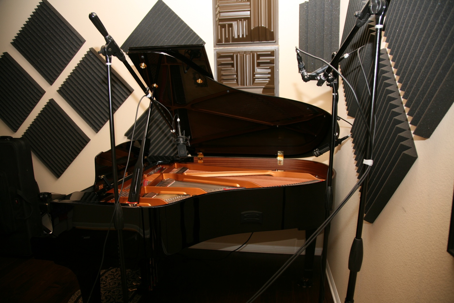 Grand piano mic technique and hardware used to record the podcast